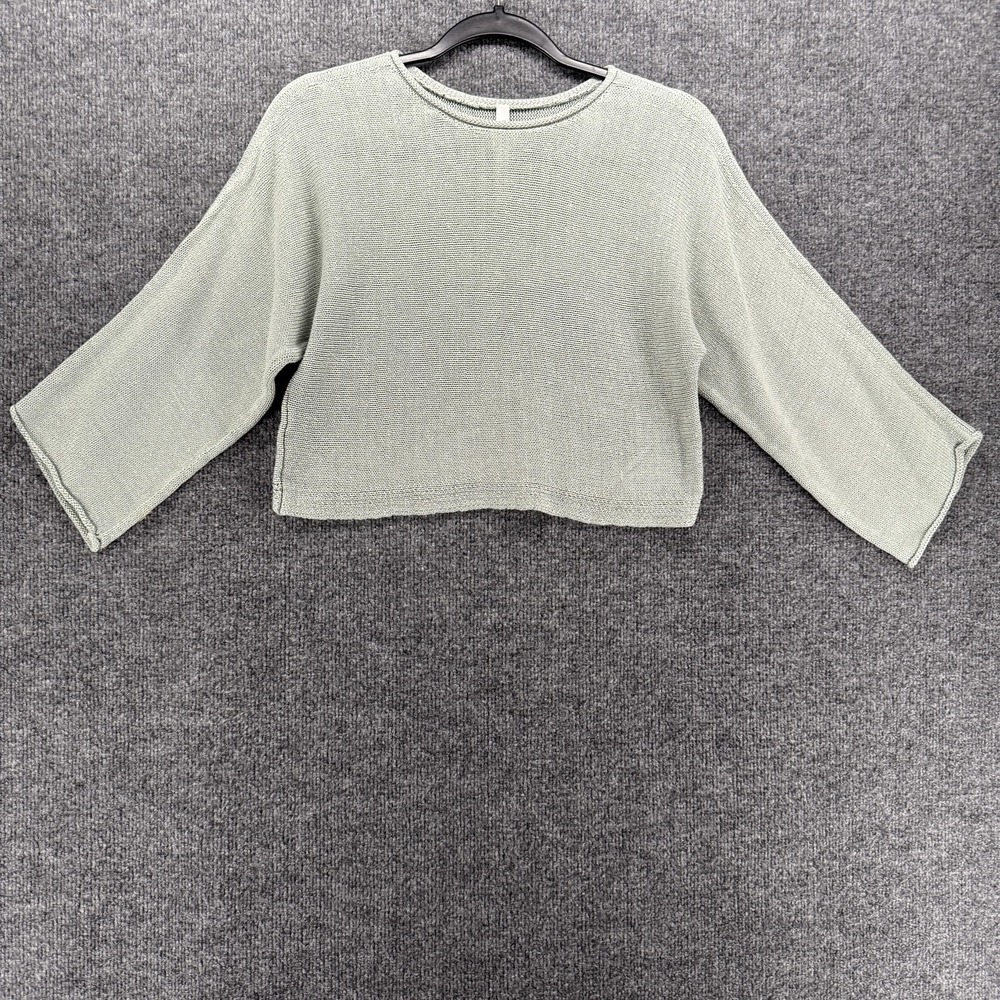 The Group Babaton Sweater Womens XS Green Cropped Boxy Cotton Knit Pullover Boho